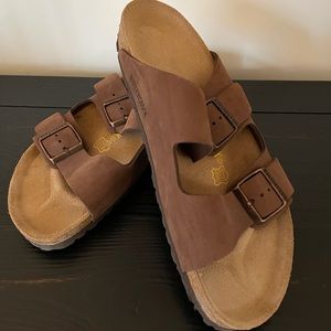 Birkenstock Arizona Taupe Suede Sandals 41